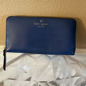 Kate Spade Navy Blue Continental Zip Up Wallet